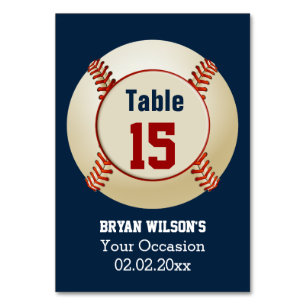 Numeração De Mesa Números personalizados tema da mesa do basebol do
