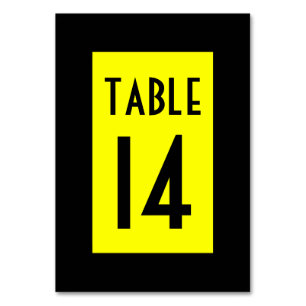Numeração De Mesa Números Preto e Amarelo