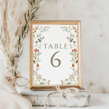 Números Rustic Autumn Wildflower Wedding Table