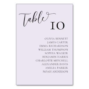 Numeração De Mesa Números simples da tabela Casamento Lilac