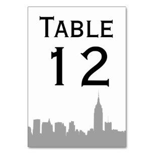 Numeração De Mesa NYC Número da Tabela Silhuette Skyline da Cinza