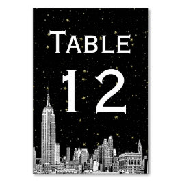 Numeração De Mesa NYC Skyline Enchido Starry DIY BG SQ Número da Tab