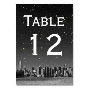 Numeração De Mesa NYC Wide Skyline Black Gradient Starry DIY BG