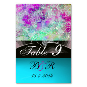 Numeração De Mesa O ABSTRATO ACENA o azul, monograma cor-de-rosa