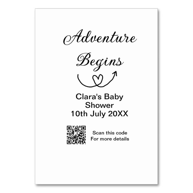 Numeração De Mesa O Adventure inicia a verificação do chá de fraldas (Frente)