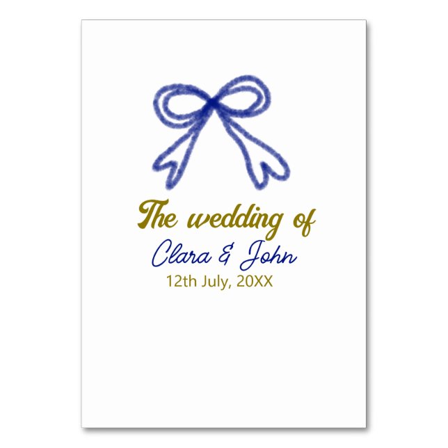 Numeração De Mesa O casamento do casal marinho azul de ouro (Frente)