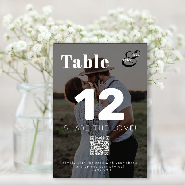 Numeração De Mesa O CÓDIGO QR compartilha o amor do casamento de fot (Criador carregado)