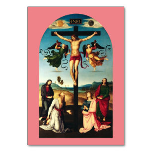 Numeração De Mesa O Cristo Crucificado com a Virgem Maria