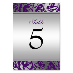 Numeração De Mesa O damasco roxo e de prata roda casamento