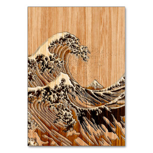 Numeração De Mesa O Excelente Hokusai Wave Bamboo Wood Style