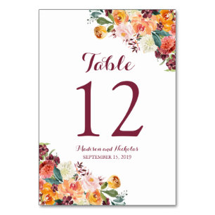 Numeração De Mesa O número da mesa do casamento da flor da queda