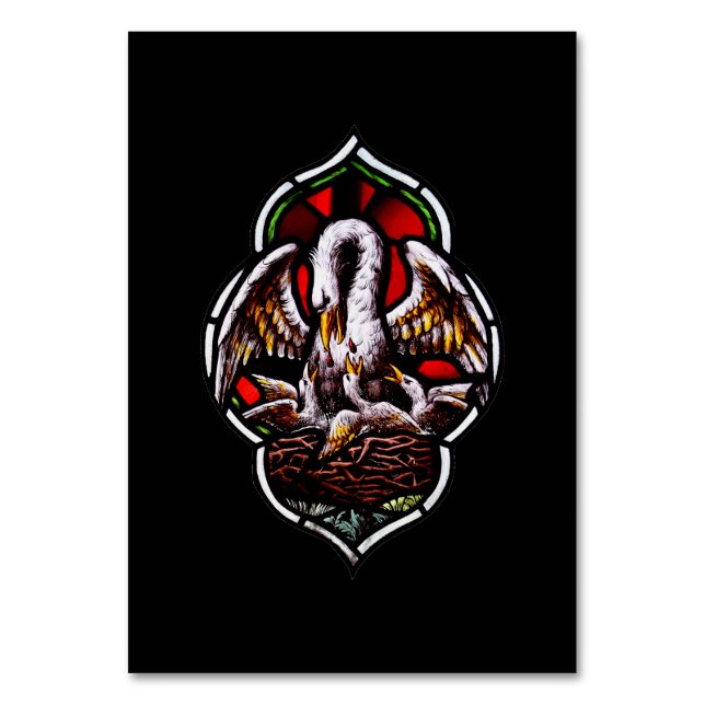 Numeração De Mesa O Pelicano como símbolo cristão (Frente)