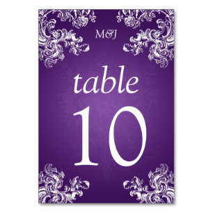 Numeração De Mesa O vintage elegante do número da mesa roda o roxo 2