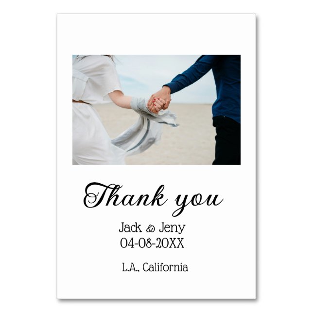 Numeração De Mesa Obrigado casal de noivos simples mensagem nome (Frente)