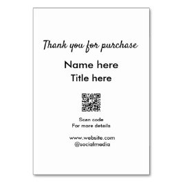 Numeração De Mesa Obrigado pelo nome de compra aqui digitalizar QR