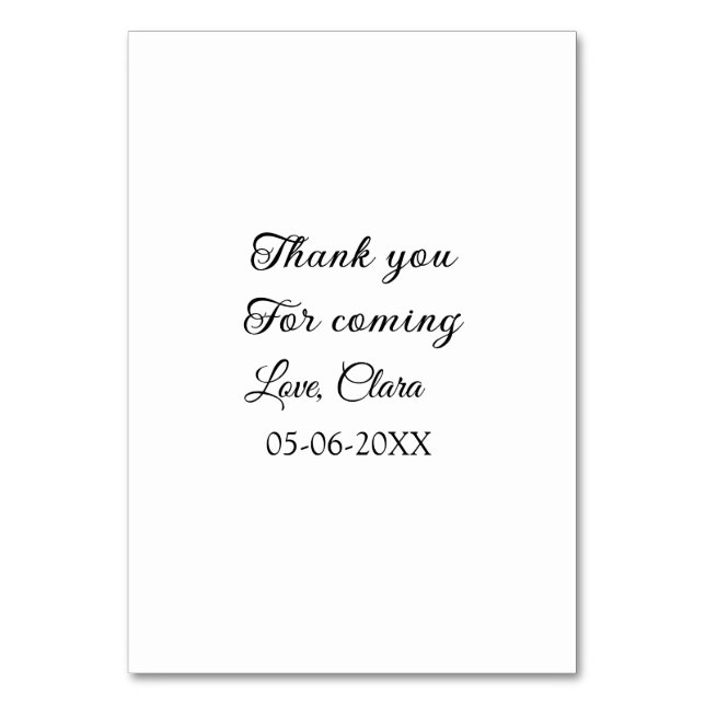 Numeração De Mesa obrigados para a mensagem de texto do nome de adiç (Frente)