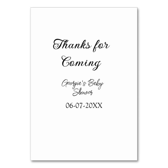 Numeração De Mesa Obrigados para o próximo chá de fraldas, um simple (Frente)