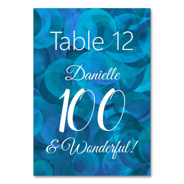 Numeração De Mesa Ocean Blue 100 e Festa de aniversário maravilhosa (Frente)