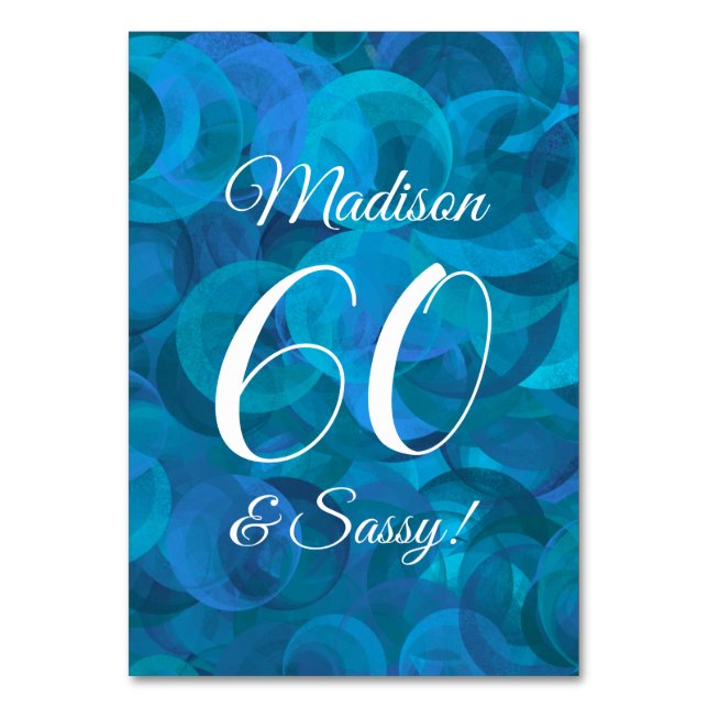 Numeração De Mesa Oceano Elegante Azul 60 e Festa de aniversário Sas (Frente)
