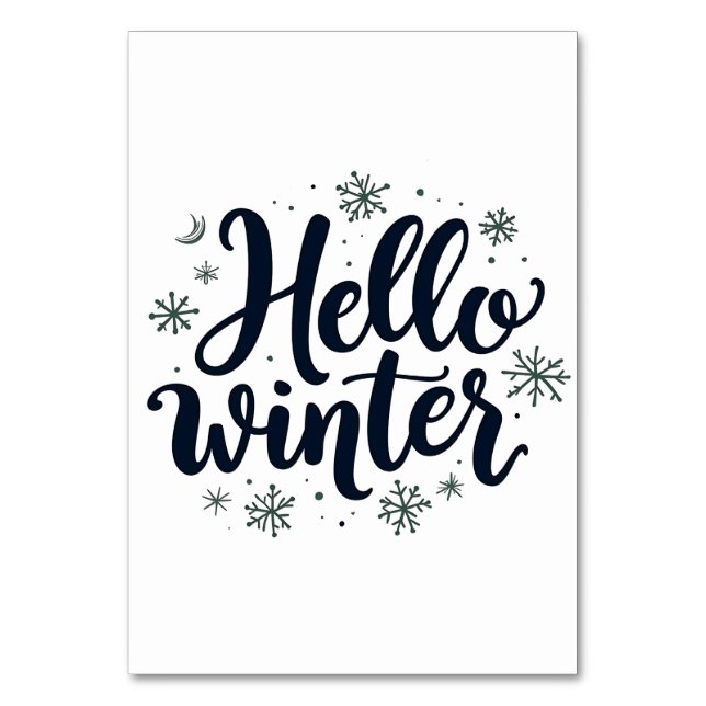 Numeração De Mesa Olá, Floco de Neve de Natal de inverno (Frente)