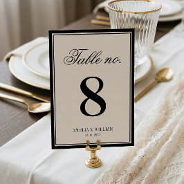 Numeração De Mesa Old Money Classy Timeless Black Cream Wedding