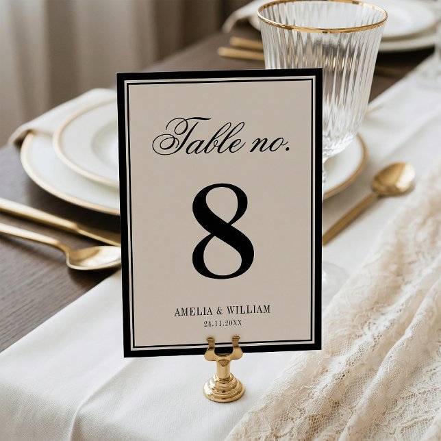 Numeração De Mesa Old Money Classy Timeless Black Cream Wedding (Criador carregado)