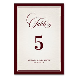 Numeração De Mesa Old Money Modern Formal Burgundy Luxury Wedding