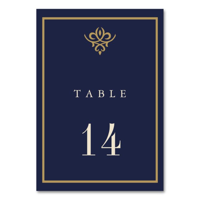 Numeração De Mesa Old Money Navy Blue Wedding Table Card (Frente)