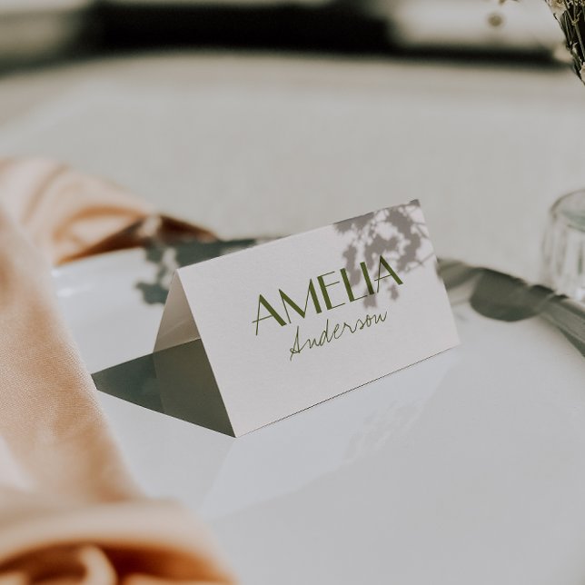 Numeração De Mesa Olive Green Ivory Old Money Wedding Place Cards    (Criador carregado)