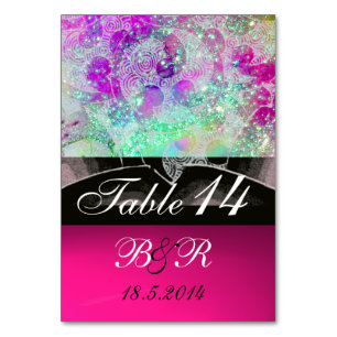Numeração De Mesa ONDAS ABSTRATAS Monograma de casamento azul, roxo