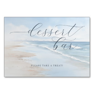 Numeração De Mesa Ondas de Praia em Aquarela Azul Relaxante