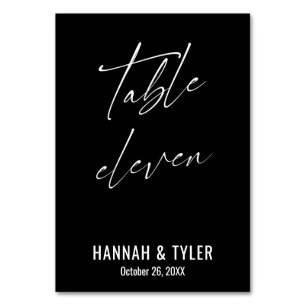 Numeração De Mesa Onze Mesa Preta Elegante Contemporânea