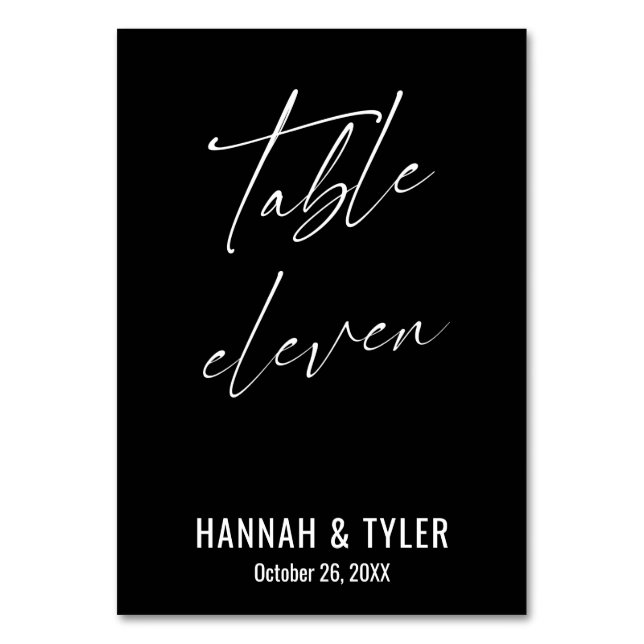 Numeração De Mesa Onze Mesa Preta Elegante Contemporânea (Frente)