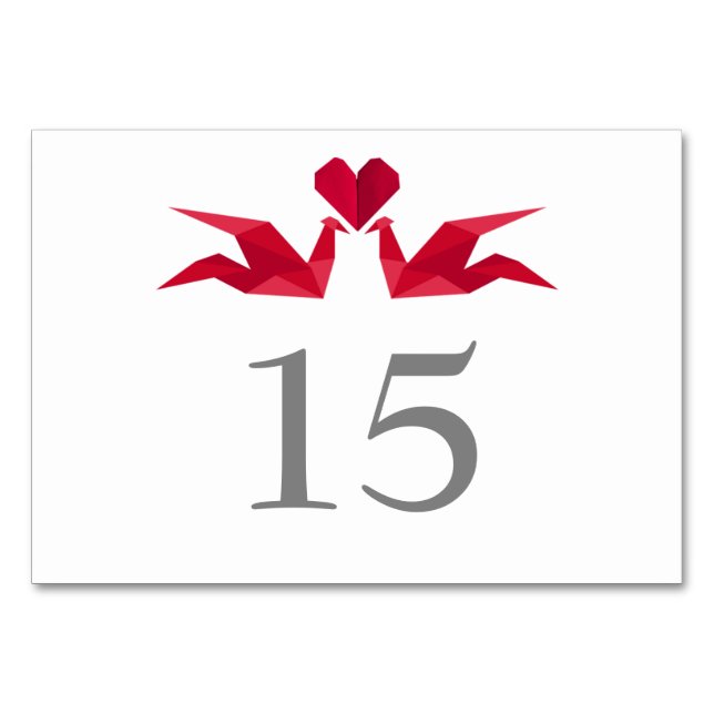 Numeração De Mesa origami vermelho papel guindastes de casamento (Frente)