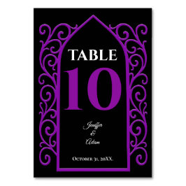 Numeração De Mesa Ornate border black and purple Gothic Wedding