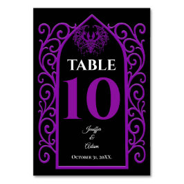 Numeração De Mesa Ornate border black and purple Gothic Wedding