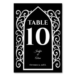Numeração De Mesa Ornate border black and white Gothic Wedding
