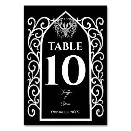 Numeração De Mesa Ornate border black and white Gothic Wedding
