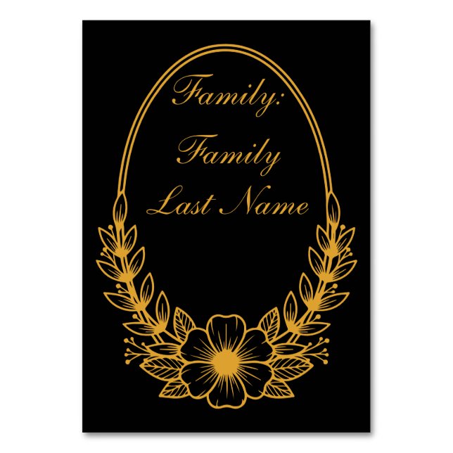 Numeração De Mesa Ornate Gold Wreath Invitation with Custom Text Des (Frente)