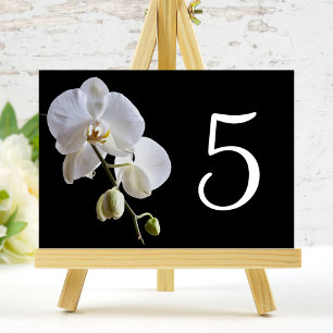 Numeração De Mesa Orquídea branca em números pretos da mesa