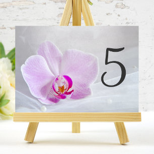 Numeração De Mesa Orquídea cor-de-rosa e números nupciais da mesa 