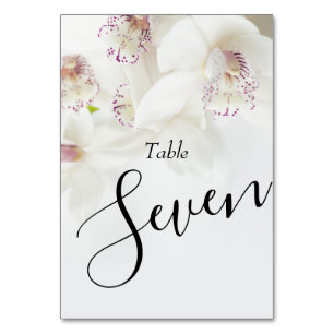 Numeração De Mesa Orquídeas Brancas e Roxas Elegantes   Casamento
