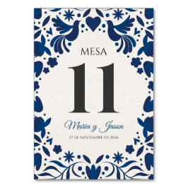 Numeração De Mesa Otomi Blue Floral Elegant Fiesta Spanish Wedding
