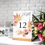 Numeração De Mesa Ouro Borgonha e Núm. da Tabela Floral Cor-de-Rosa<br><div class="desc">Vestir suas mesas de casamento ou festas com seu Ouro Borgonha e Cartão de Número da Mesa Floral Rosa-Rosa.</div>