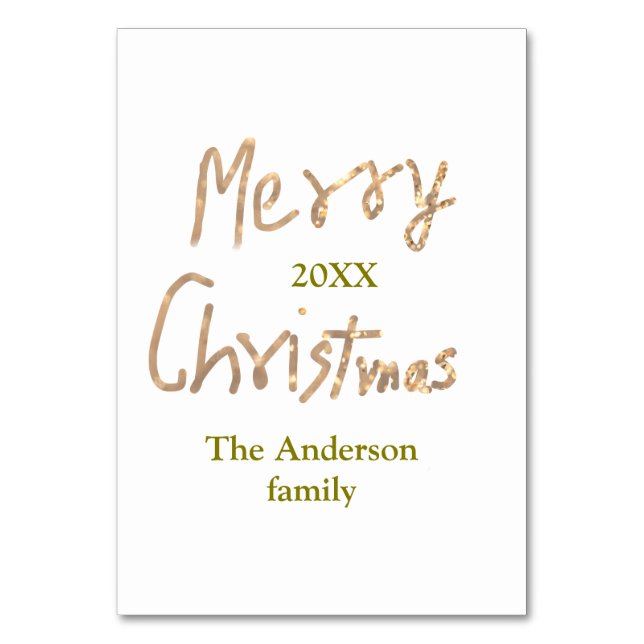 Numeração De Mesa Ouro brilho alegre natal adiciona nome de família  (Frente)