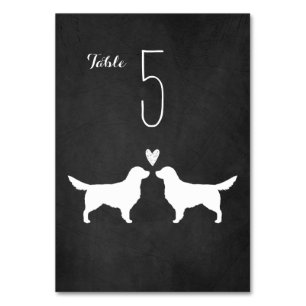 Numeração De Mesa Ouro Cão de Retriever Recepção de casamento Silhou