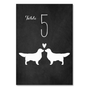 Numeração De Mesa Ouro Cão de Retriever Recepção de casamento Silhou