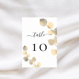 Numeração De Mesa Ouro de casamento eucalipto verde