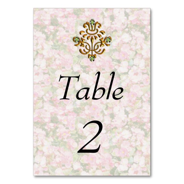 Numeração De Mesa Ouro Jeweled Floral Wedding (Frente)
