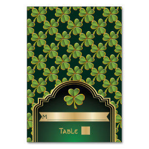 Numeração De Mesa Ouro, número irlandês verde da mesa do casamento